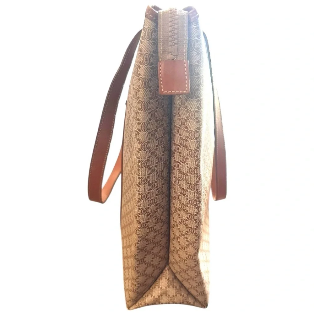 Celine Macadam Coated Canvas Tote Brown Triomphe Logo Large Shoulder Bag CLEAN - Picture 7 of 14